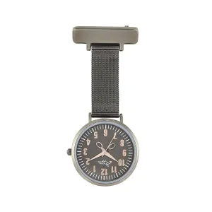 Aurora Rose Gold/Gunmetal Grey Mesh Nurse Fob Watch