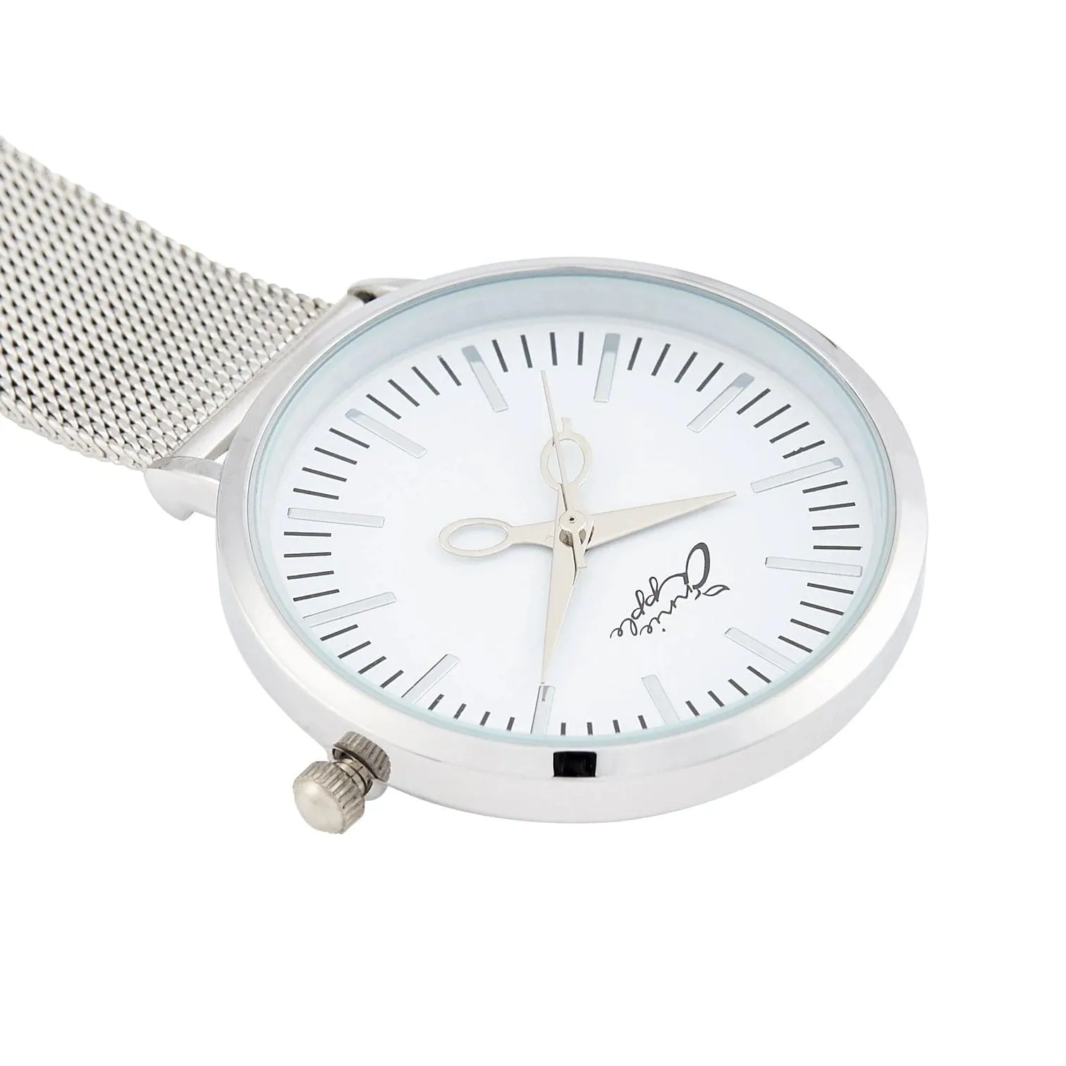 Aurora White/Silver Mesh Nurse Fob Watch