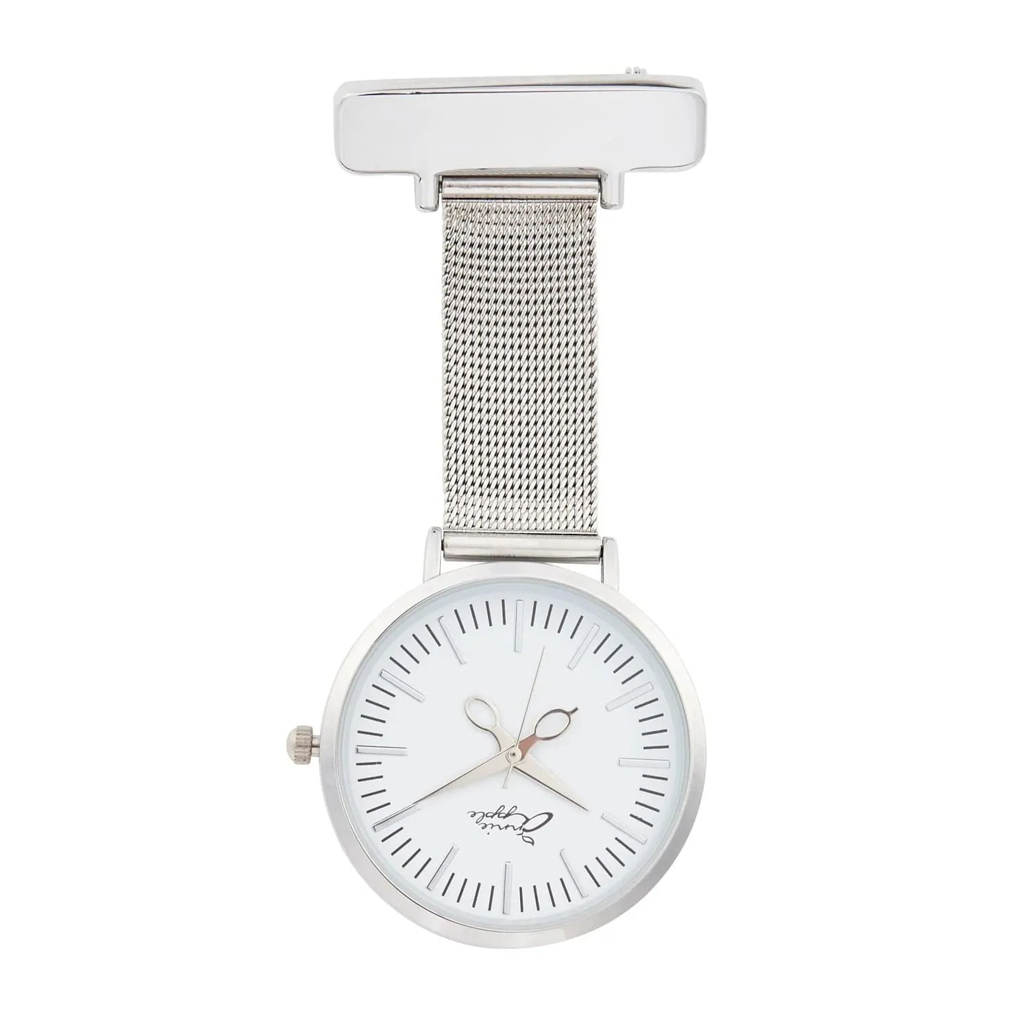 Aurora White/Silver Mesh Nurse Fob Watch