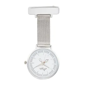 Aurora White/Silver Mesh Nurse Fob Watch