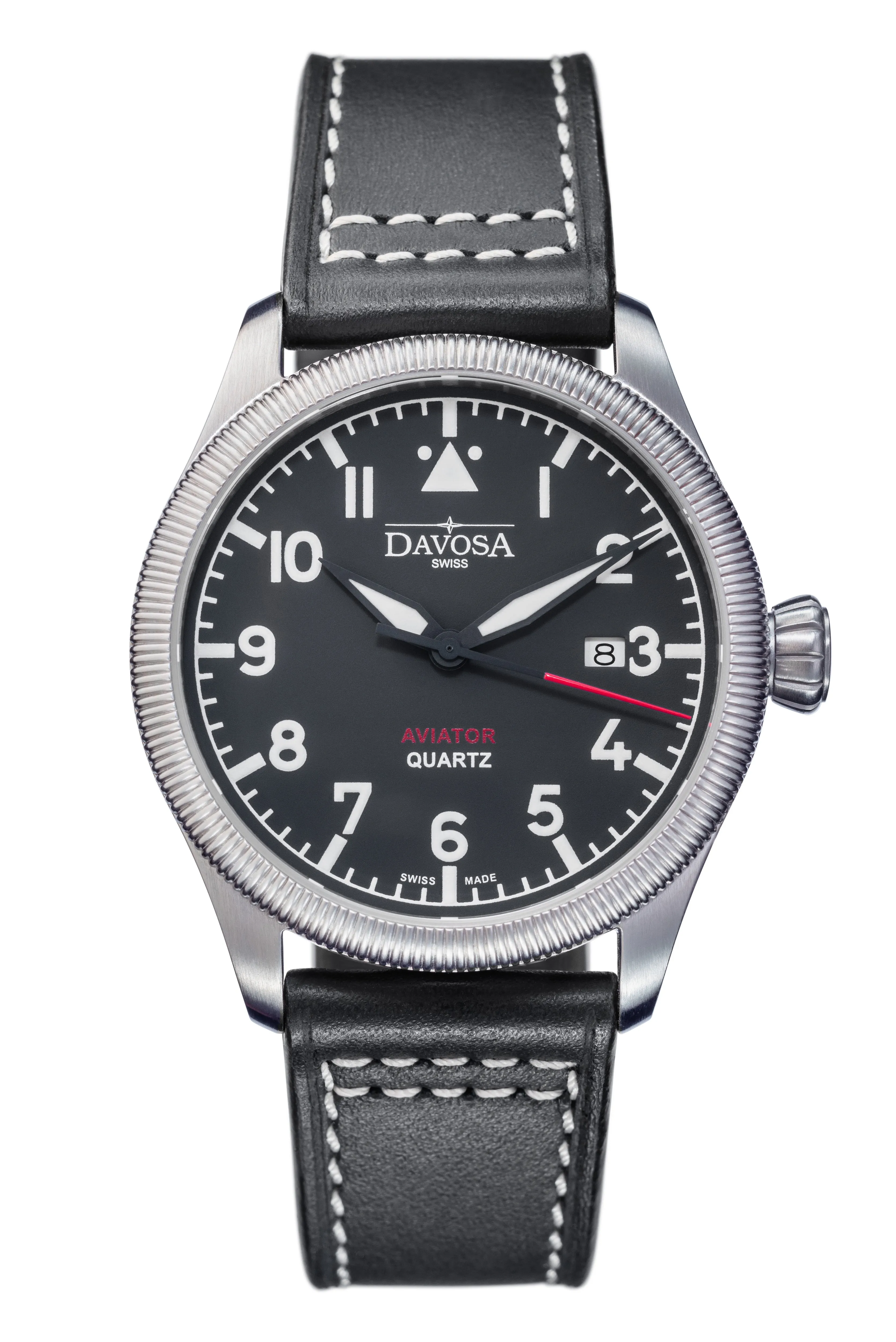 Aviator Quartz Swiss-Made Black Men's Dress Watch 16249855
