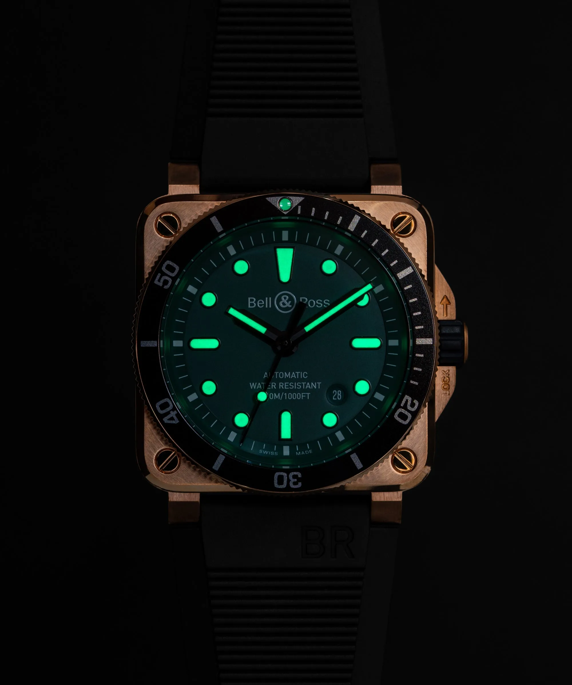 Bell & Ross BR03-92 Diver Black & Green Bronze BR0392-D-LT-BR/SRB