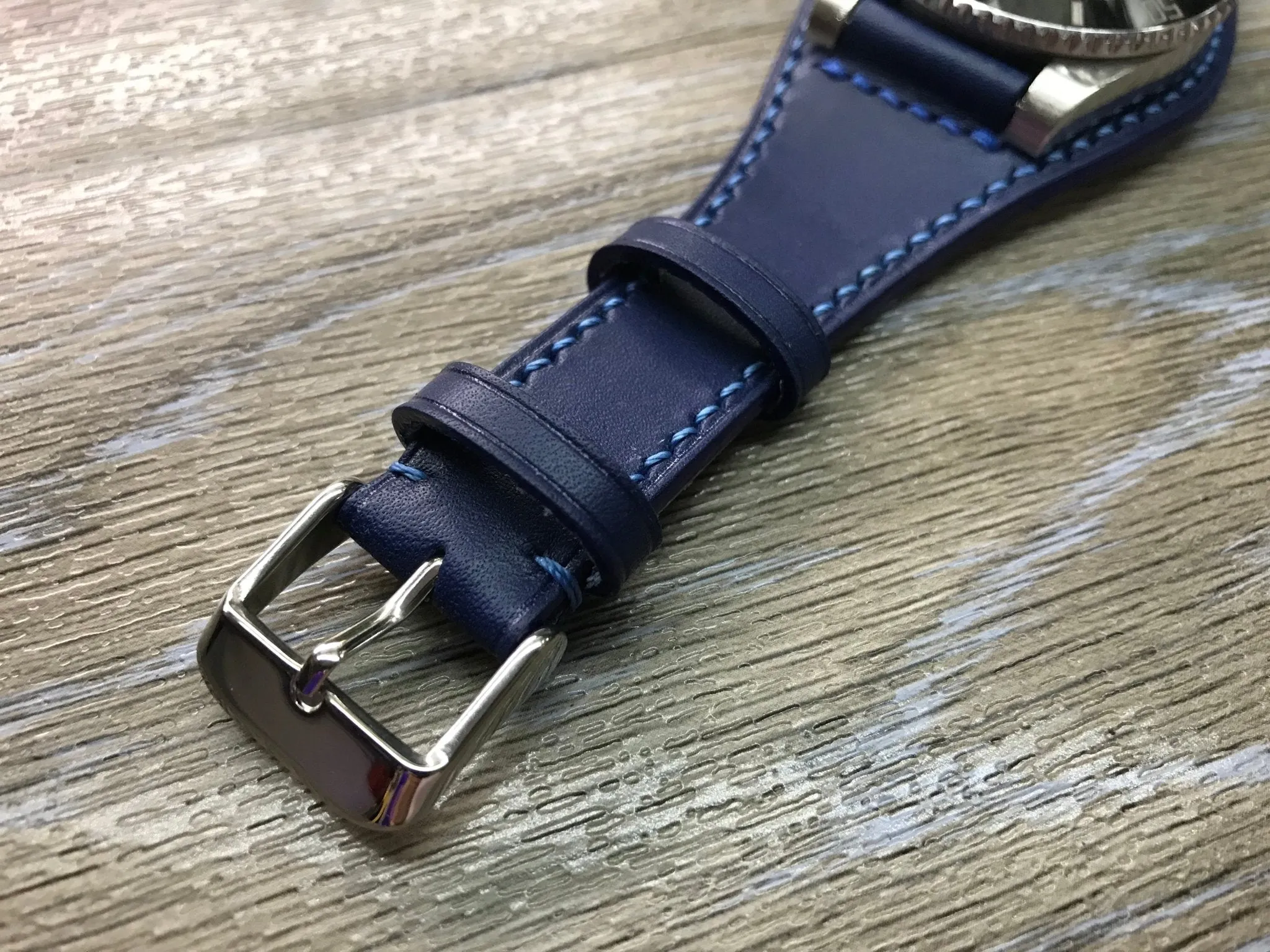 Blue Genuine Leather Watch Strap 20mm for Rolex Watches, Mens Leather Watch Band, Wrist Watch Accessories, Handmade Birthday Gift Ideas
