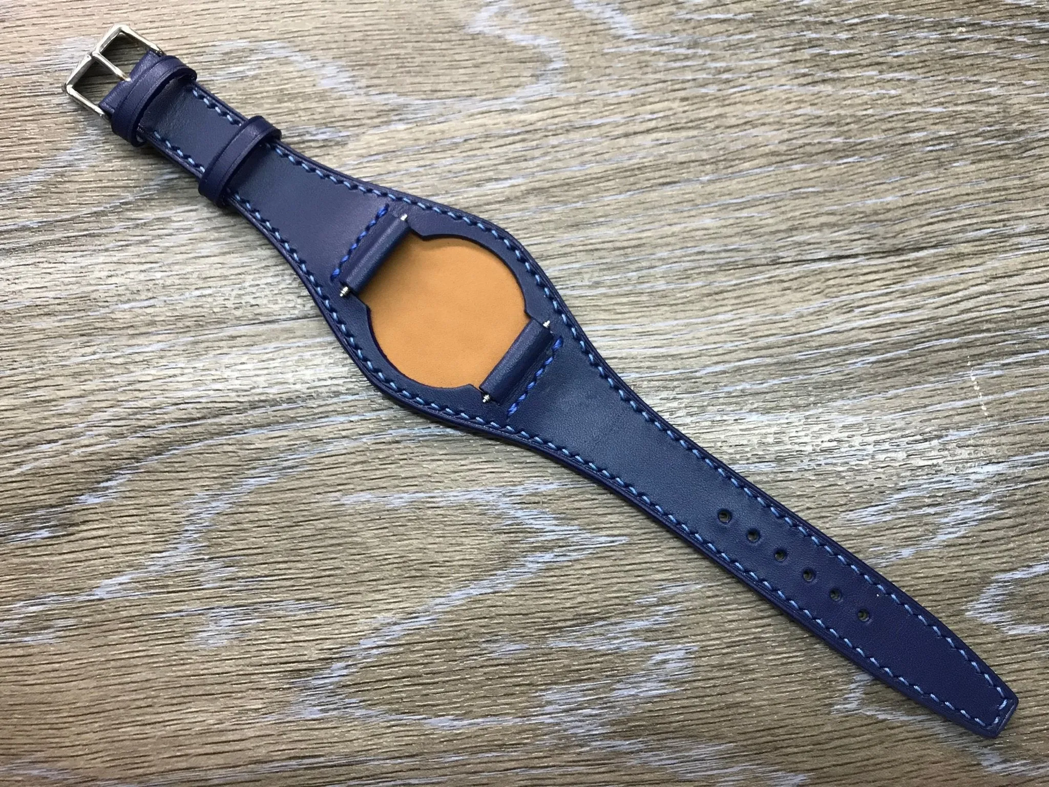 Blue Genuine Leather Watch Strap 20mm for Rolex Watches, Mens Leather Watch Band, Wrist Watch Accessories, Handmade Birthday Gift Ideas
