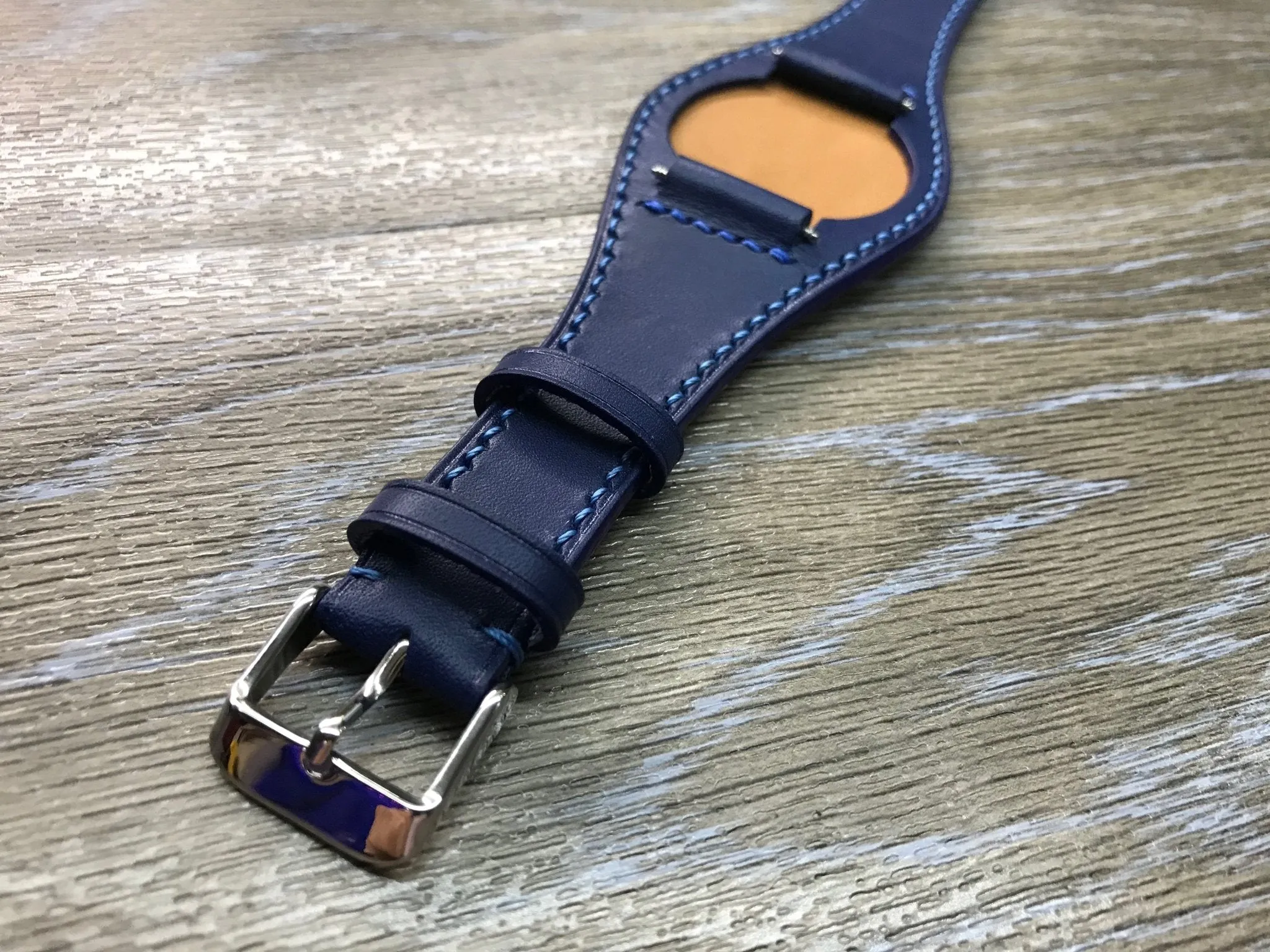 Blue Genuine Leather Watch Strap 20mm for Rolex Watches, Mens Leather Watch Band, Wrist Watch Accessories, Handmade Birthday Gift Ideas