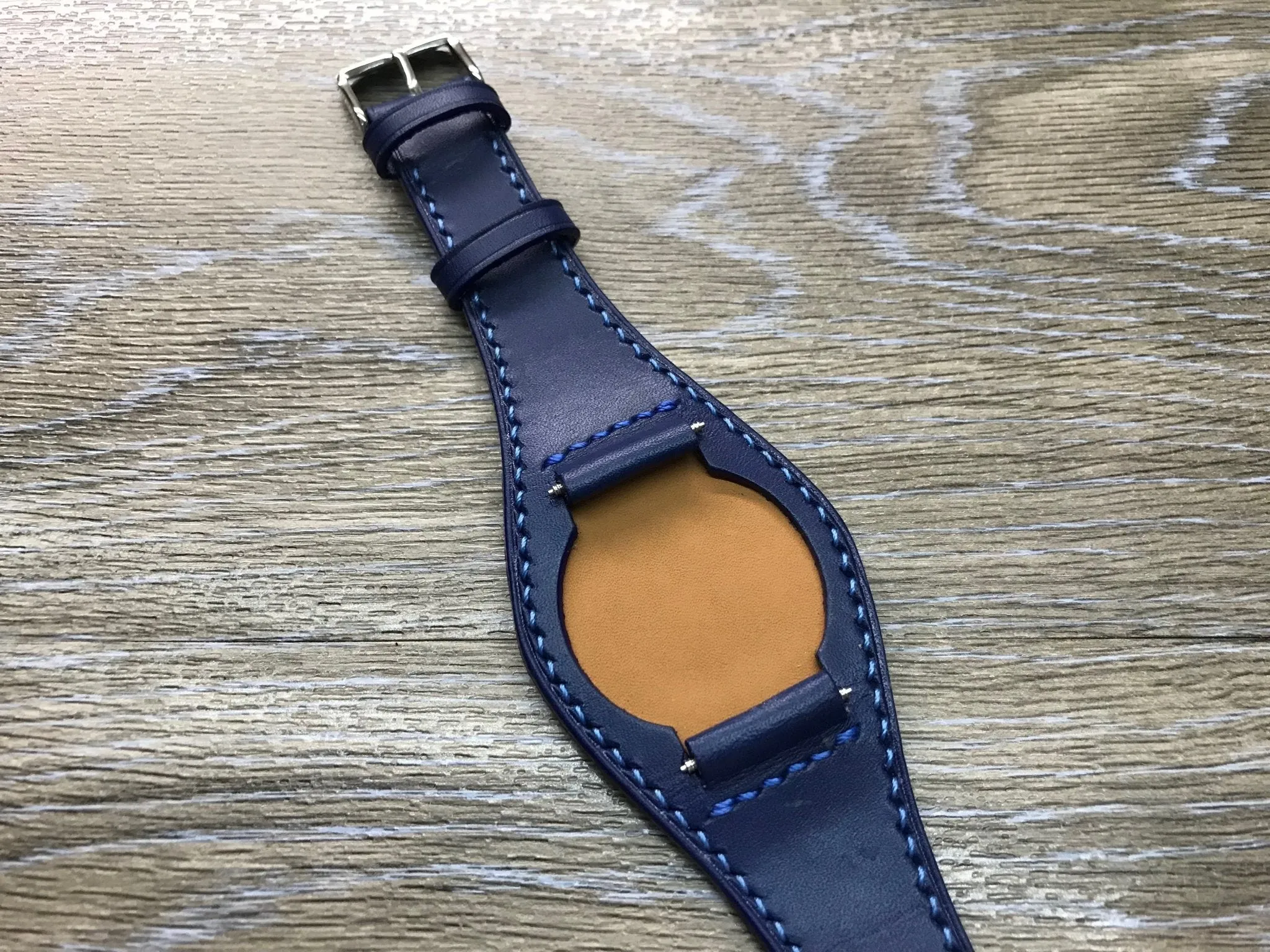 Blue Genuine Leather Watch Strap 20mm for Rolex Watches, Mens Leather Watch Band, Wrist Watch Accessories, Handmade Birthday Gift Ideas