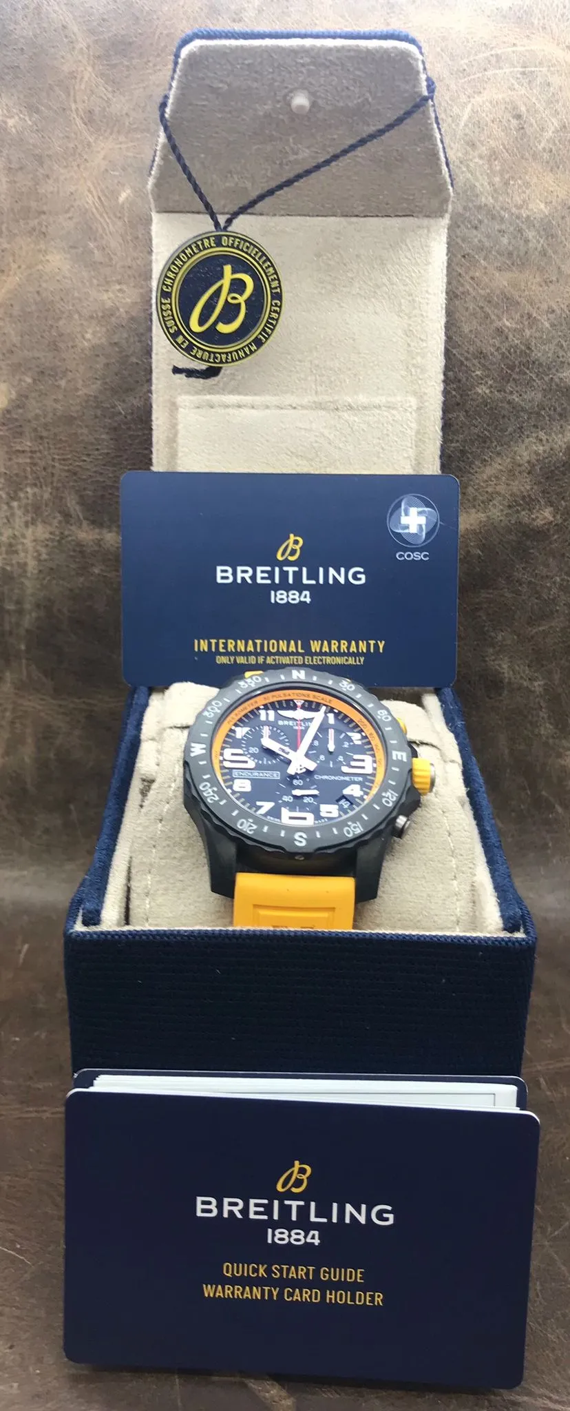 Breitling ENDURANCE PRO Yellow X82310 Black Dial SuperQuartz Men's Watch