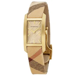 Burberry Pioneer Multicolor Leather Strap Gold Dial Quartz Watch for Ladies - BU9509
