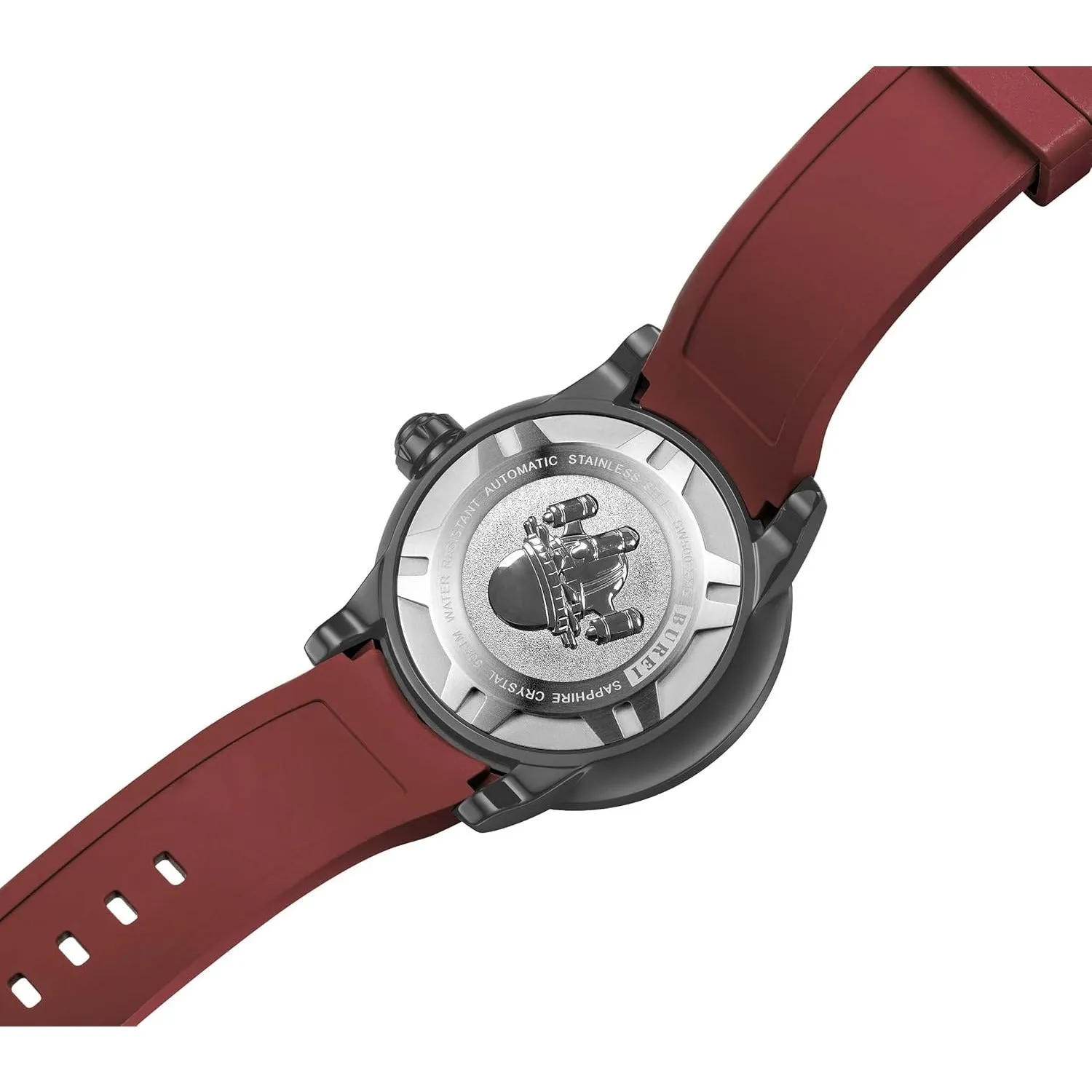 BUREI Men's Diving Watch 500 Meters Waterproof Mechanical Watch Large Dial Fashion Men's Watches Titanium Steel Dial Silicone Strap Luminous Pointer