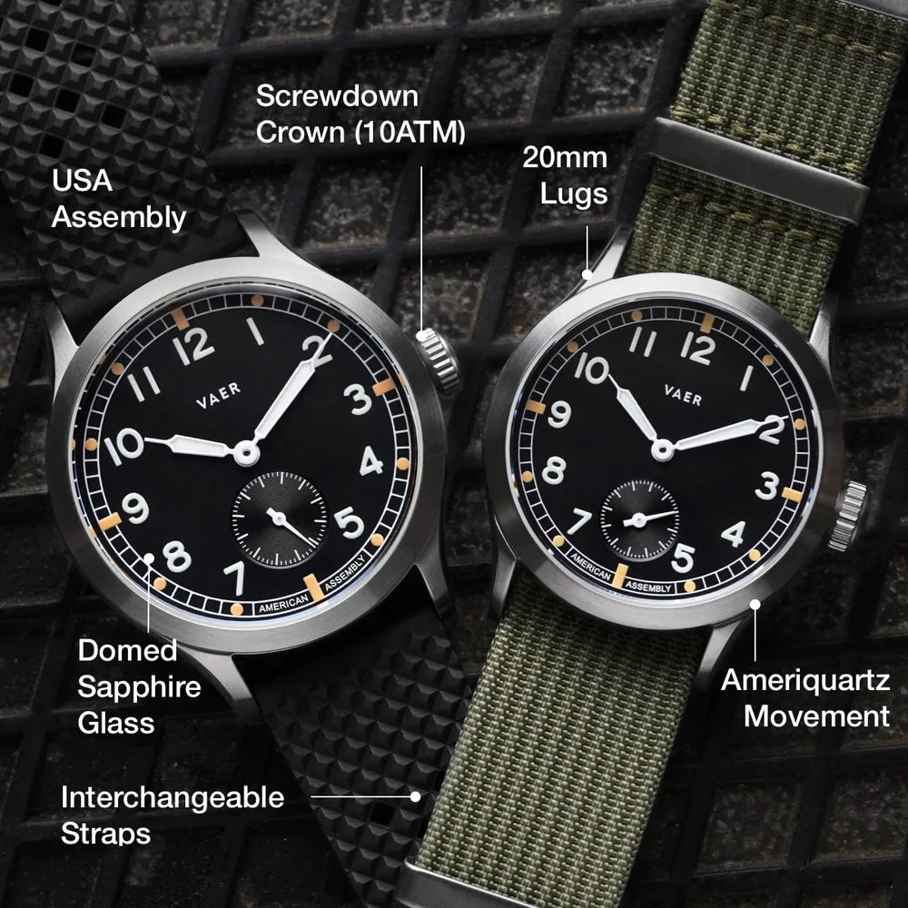 C3 Dirty Dozen Watch - Cream 36mm / Single Pass Recon Olive Strap