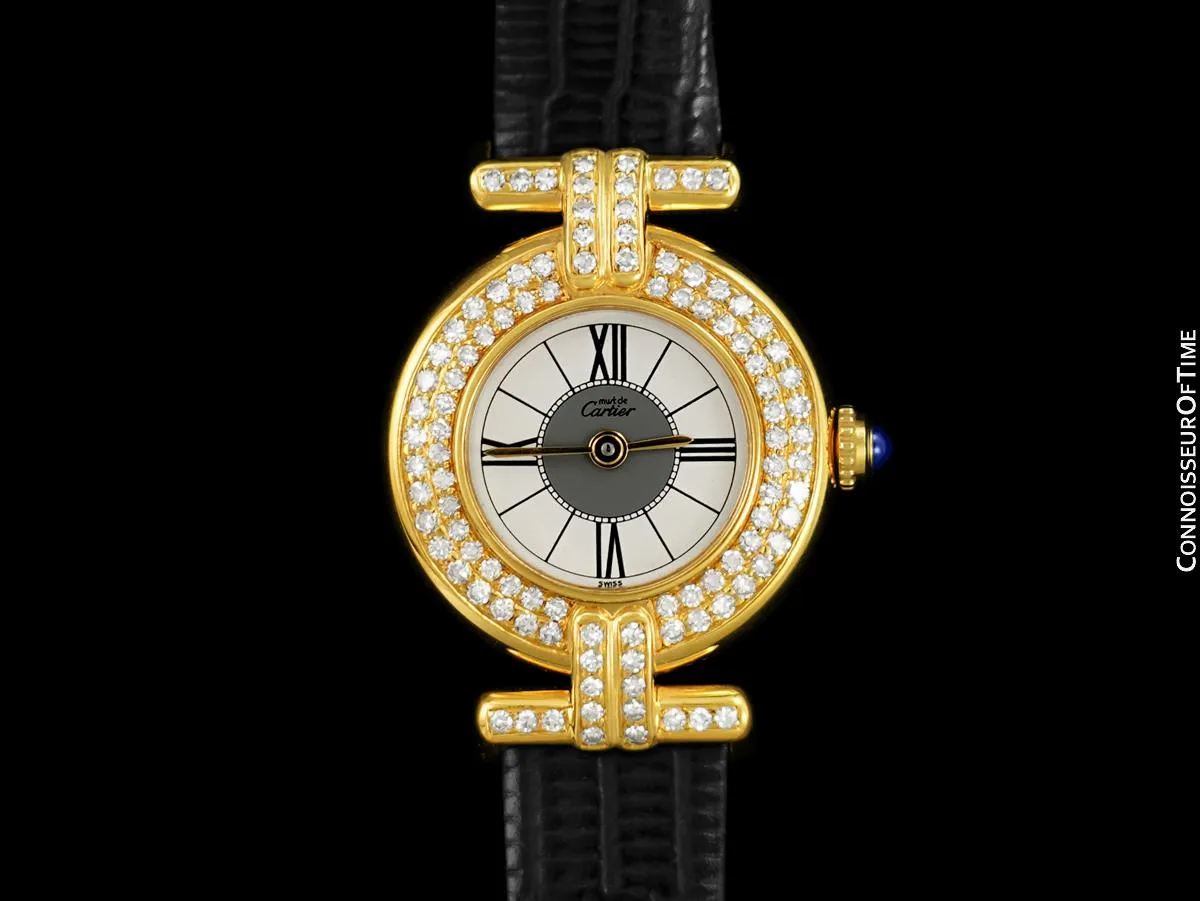 Cartier Colisee Ladies Vendome Vermeil Watch - 18K Gold over Sterling Silver with Diamonds