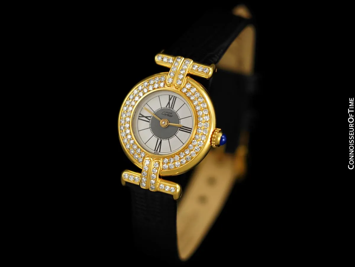 Cartier Colisee Ladies Vendome Vermeil Watch - 18K Gold over Sterling Silver with Diamonds