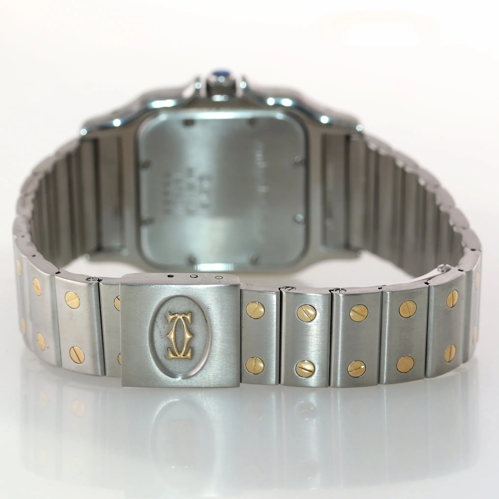 Cartier Santos 18k Gold Steel Two Tone 29mm Silver Roman Quartz 187901 Watch