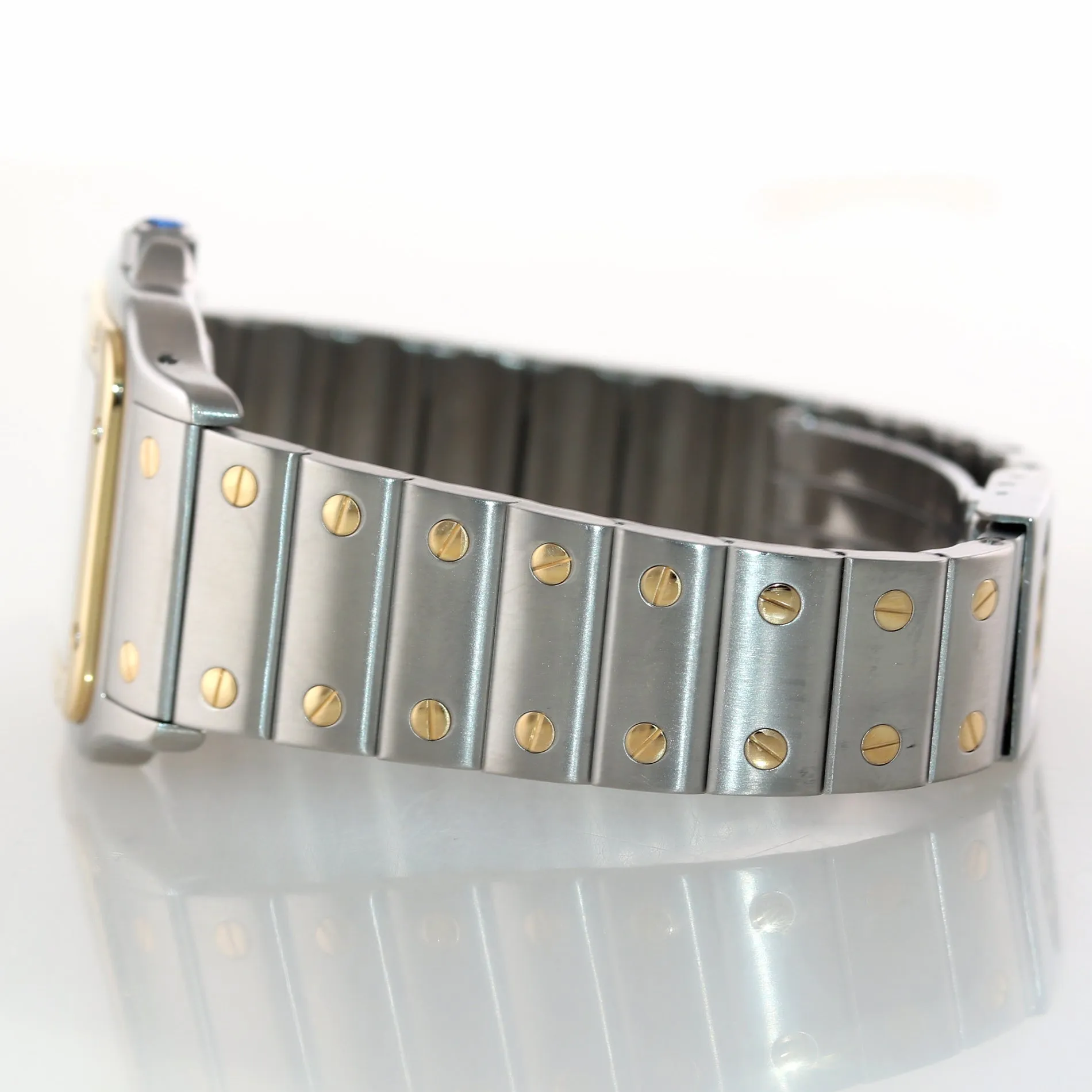 Cartier Santos 18k Gold Steel Two Tone 29mm Silver Roman Quartz 187901 Watch