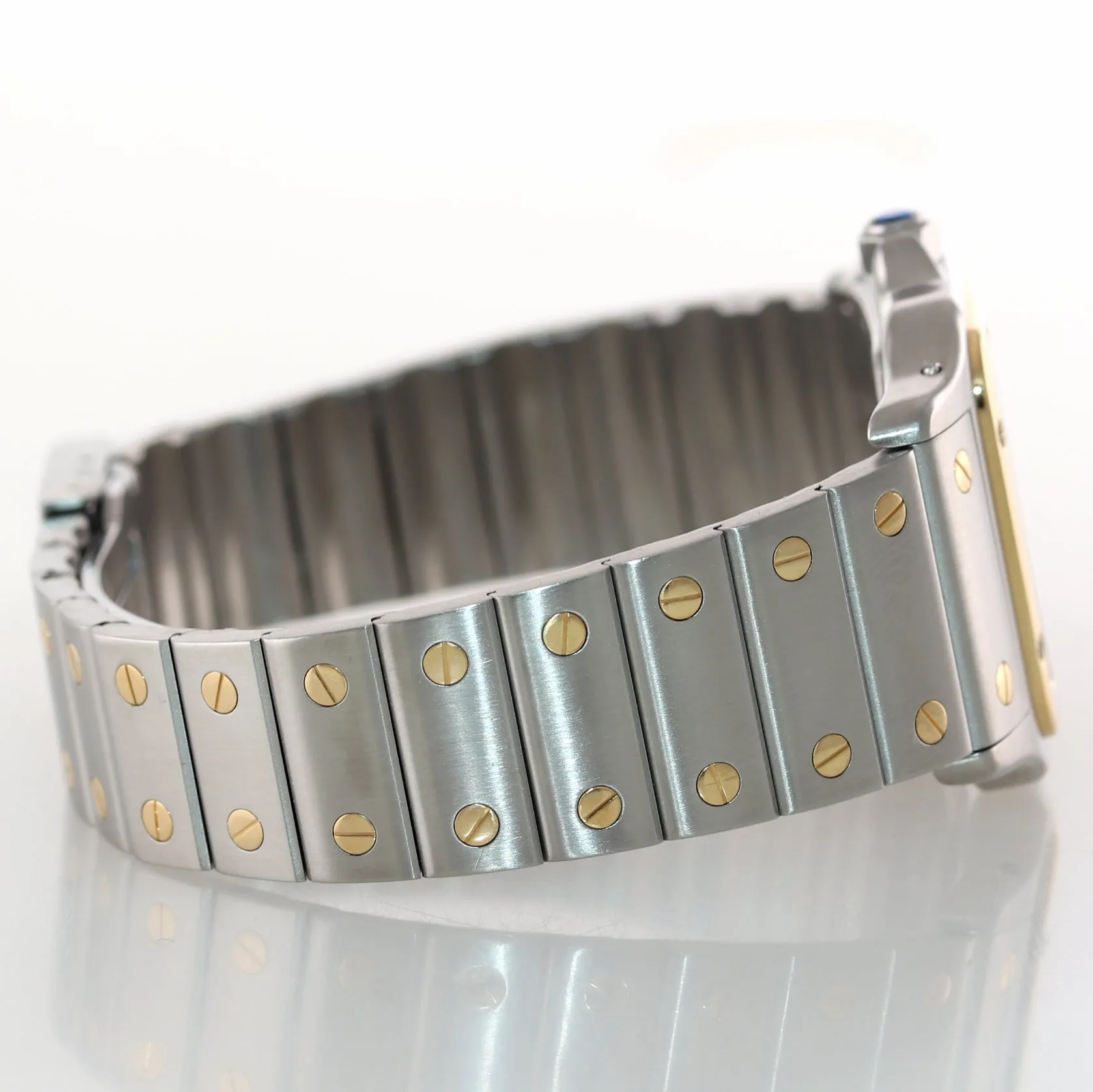 Cartier Santos 18k Gold Steel Two Tone 29mm Silver Roman Quartz 187901 Watch