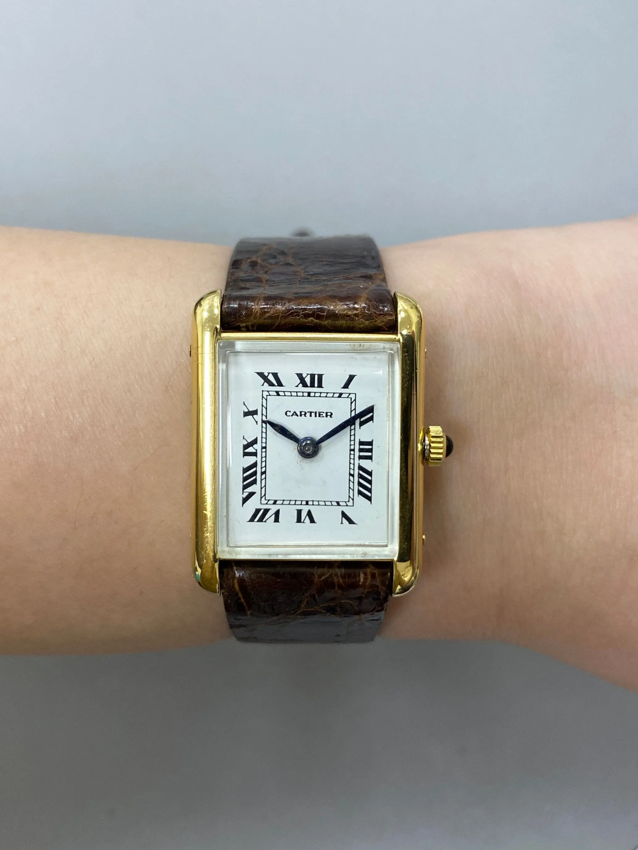 Cartier Tank 13433 Patek Movement Yellow Gold Ladies Watch