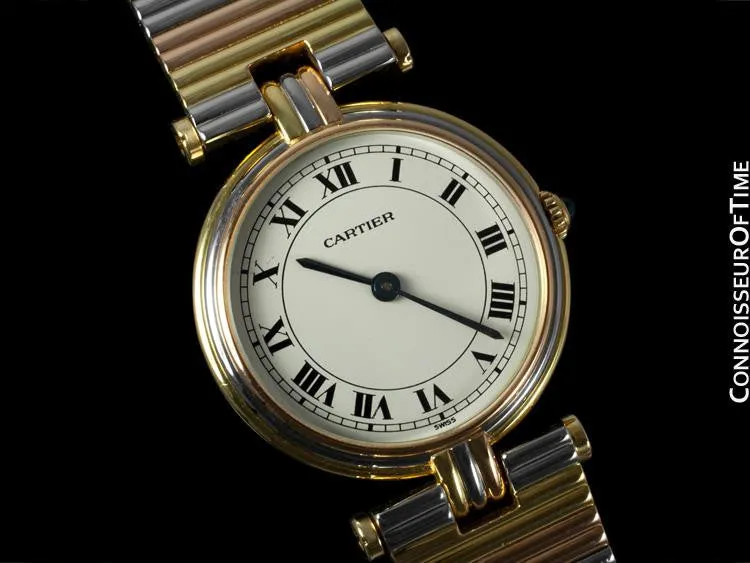 Cartier Vendome Ladies Trinity Watch - Solid 18K Yellow, White, & Rose Gold