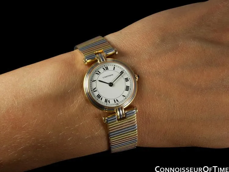 Cartier Vendome Ladies Trinity Watch - Solid 18K Yellow, White, & Rose Gold