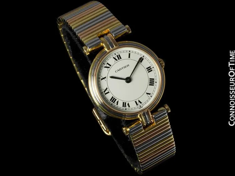 Cartier Vendome Ladies Trinity Watch - Solid 18K Yellow, White, & Rose Gold