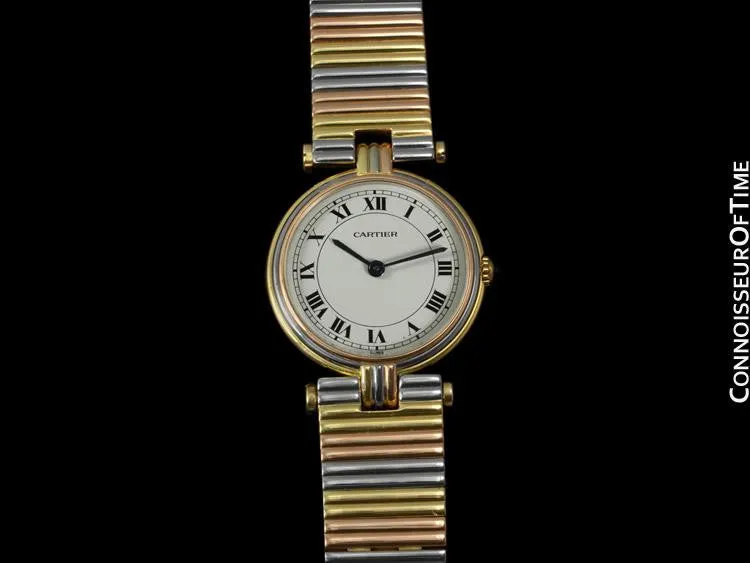 Cartier Vendome Ladies Trinity Watch - Solid 18K Yellow, White, & Rose Gold