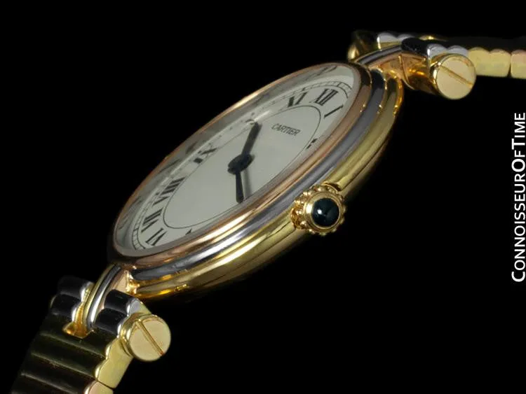 Cartier Vendome Ladies Trinity Watch - Solid 18K Yellow, White, & Rose Gold