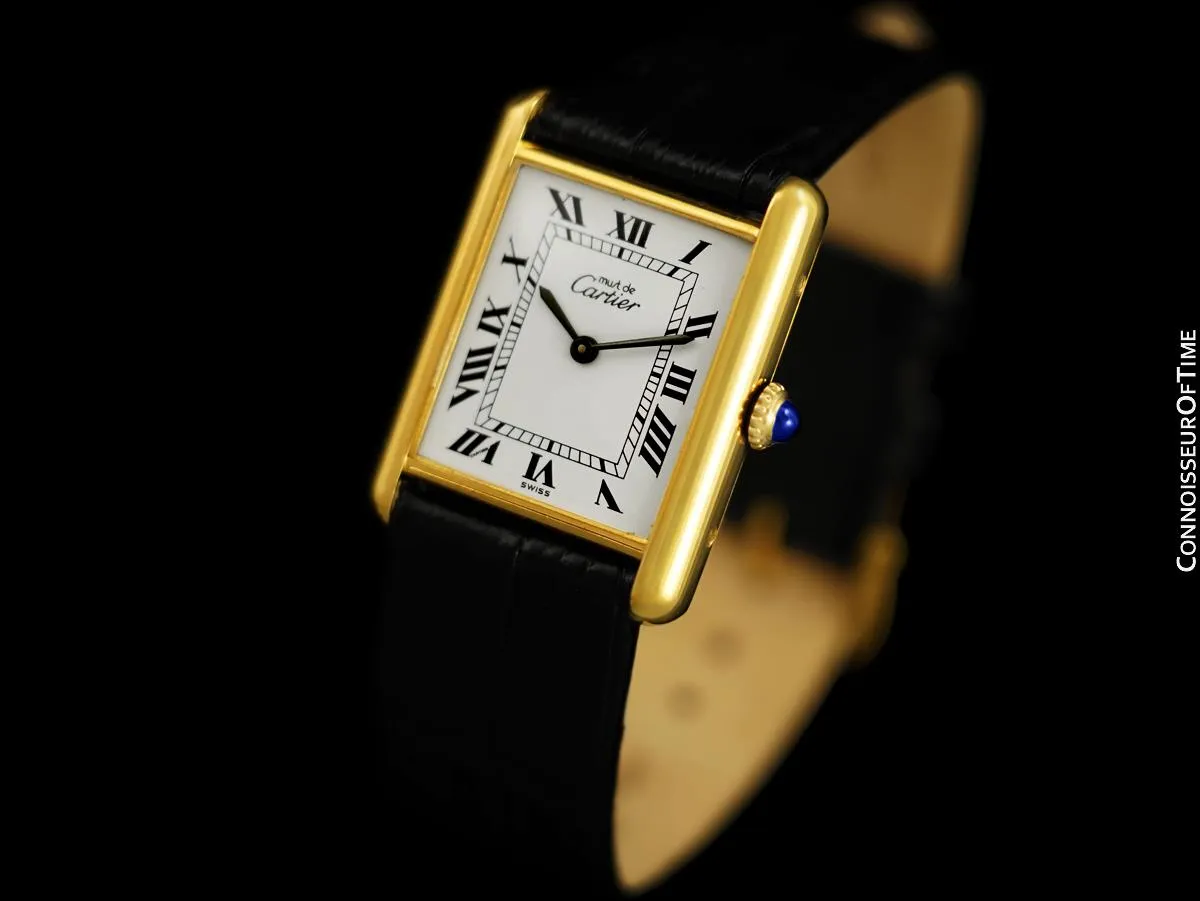 Cartier Vintage Mens Tank Mechanical Watch - Gold Vermeil, 18K Gold over Sterling Silver