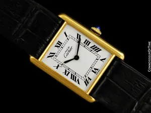 Cartier Vintage Mens Tank Mechanical Watch - Gold Vermeil, 18K Gold over Sterling Silver