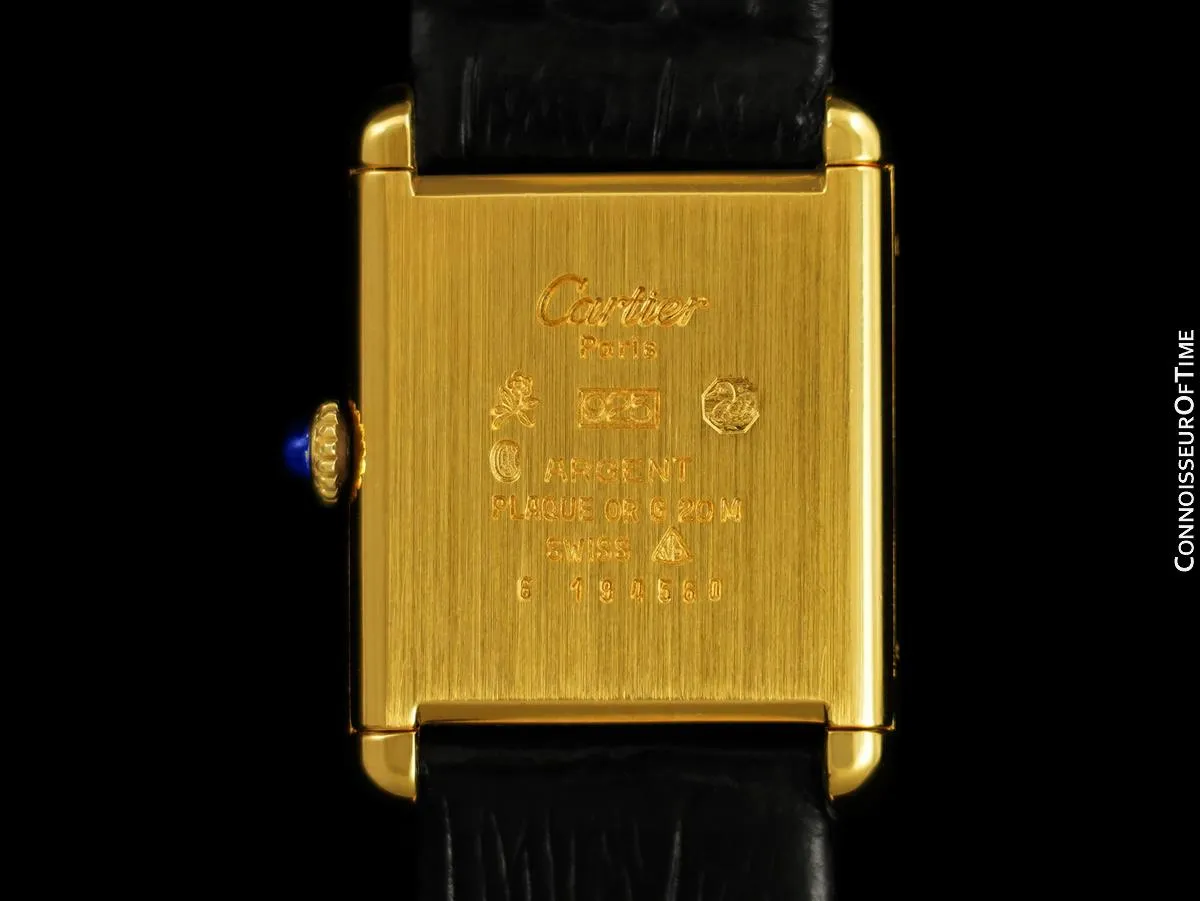 Cartier Vintage Mens Tank Mechanical Watch - Gold Vermeil, 18K Gold over Sterling Silver