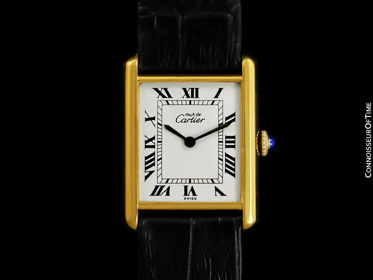 Cartier Vintage Mens Tank Mechanical Watch - Gold Vermeil, 18K Gold over Sterling Silver