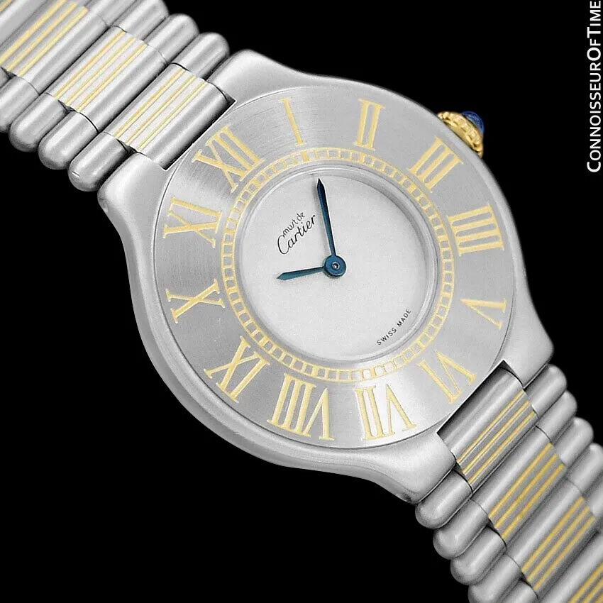 Cartier Must De 21C Mens Midsize Unisex Watch - Stainless Steel & 18K Gold