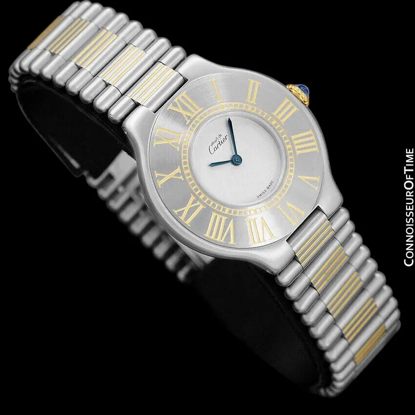 Cartier Must De 21C Mens Midsize Unisex Watch - Stainless Steel & 18K Gold