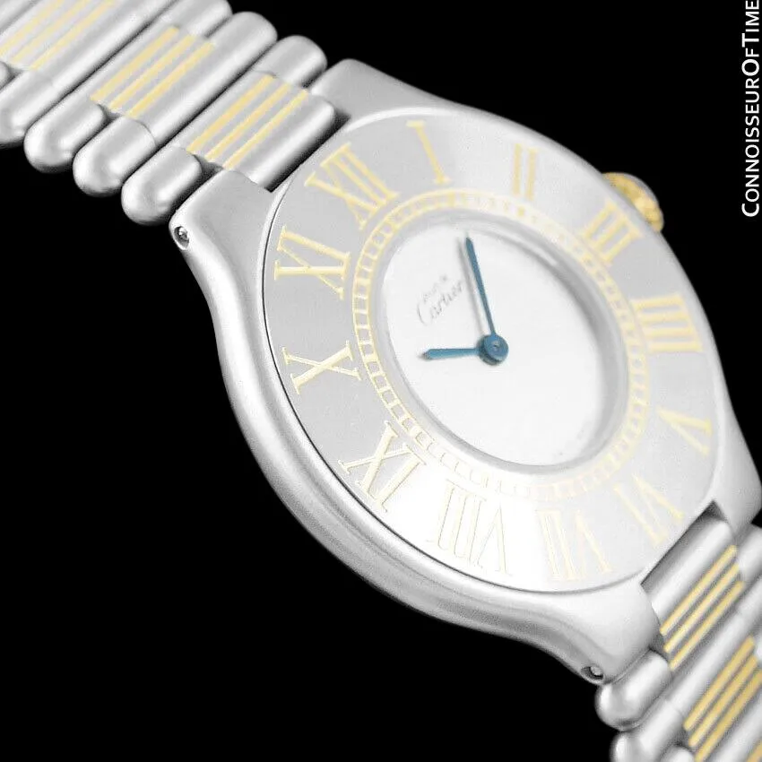Cartier Must De 21C Mens Midsize Unisex Watch - Stainless Steel & 18K Gold