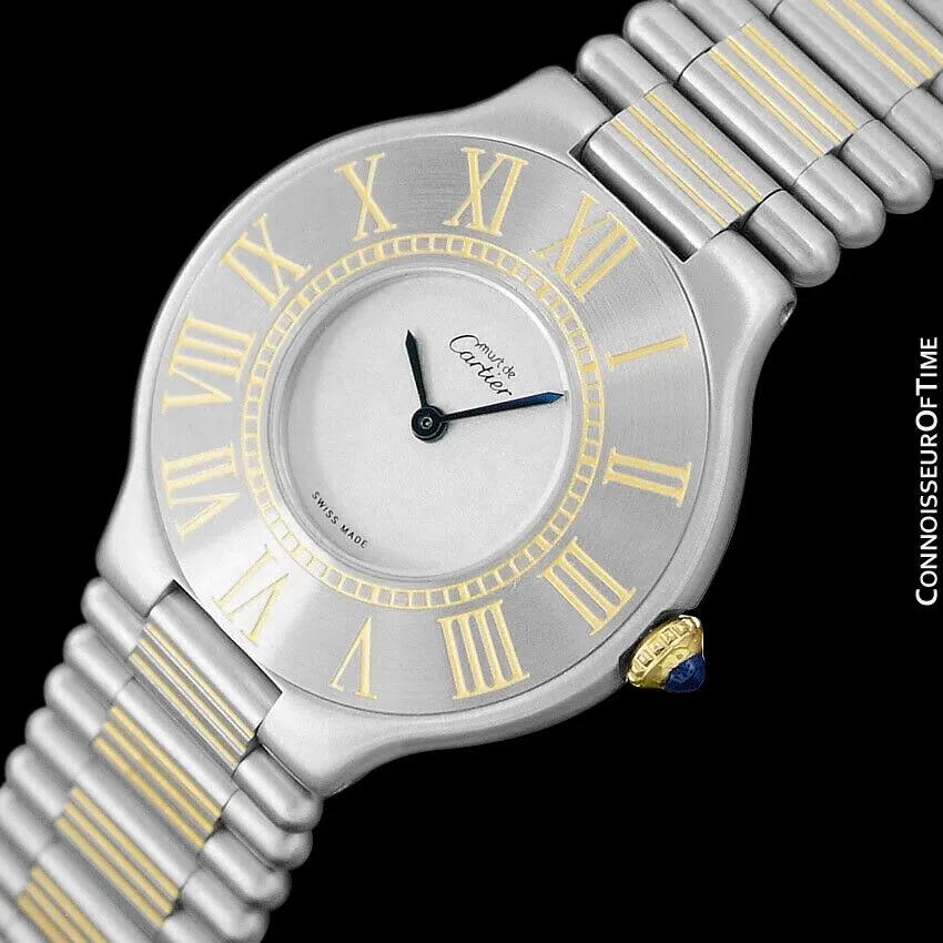 Cartier Must De 21C Mens Midsize Unisex Watch - Stainless Steel & 18K Gold