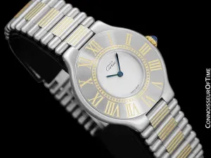 Cartier Must De 21C Mens Midsize Unisex Watch - Stainless Steel & 18K Gold