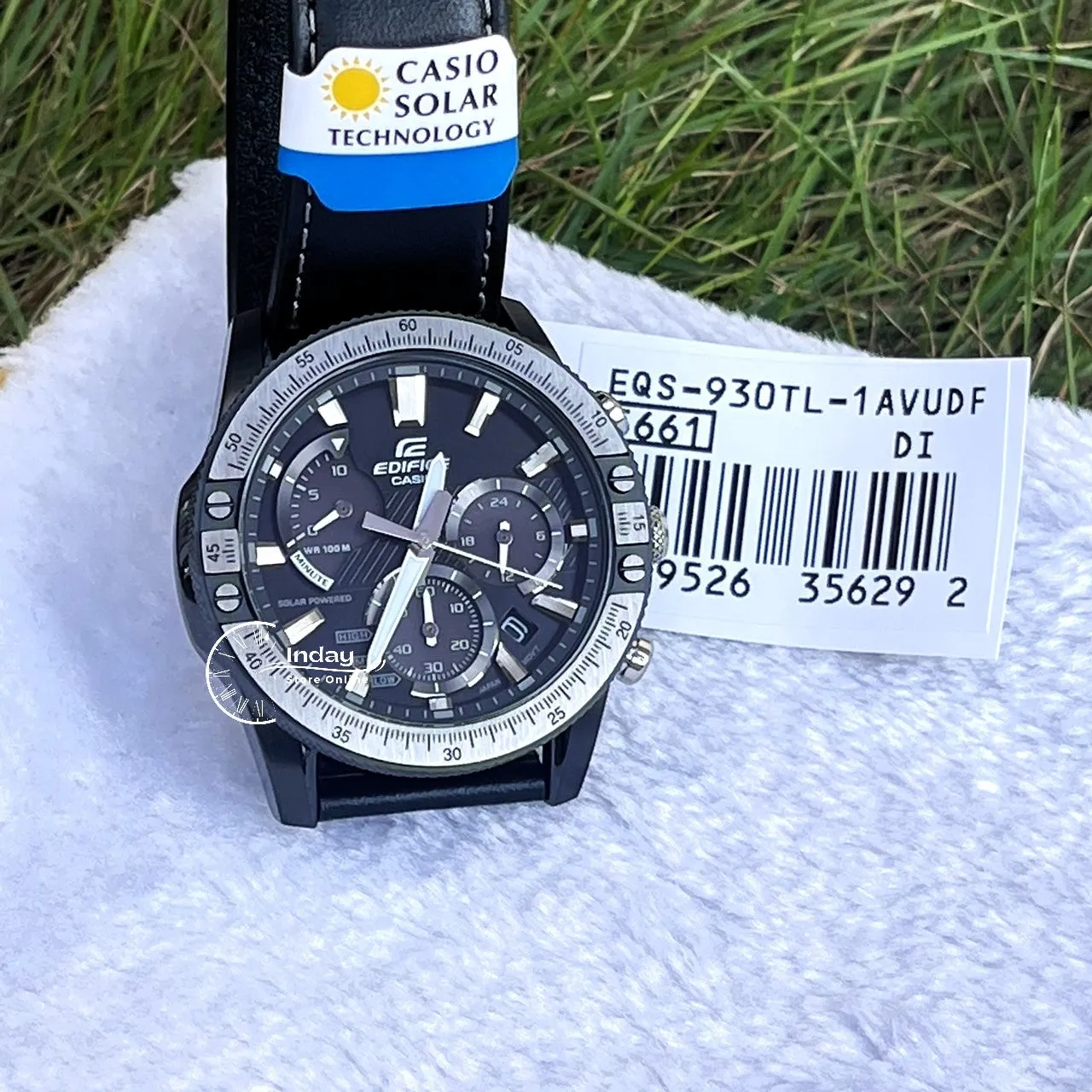 Casio Edifice Men's Watch EQS-930TL-1A Solar Powered Chronograph Genuine Leather Band Mineral Glass