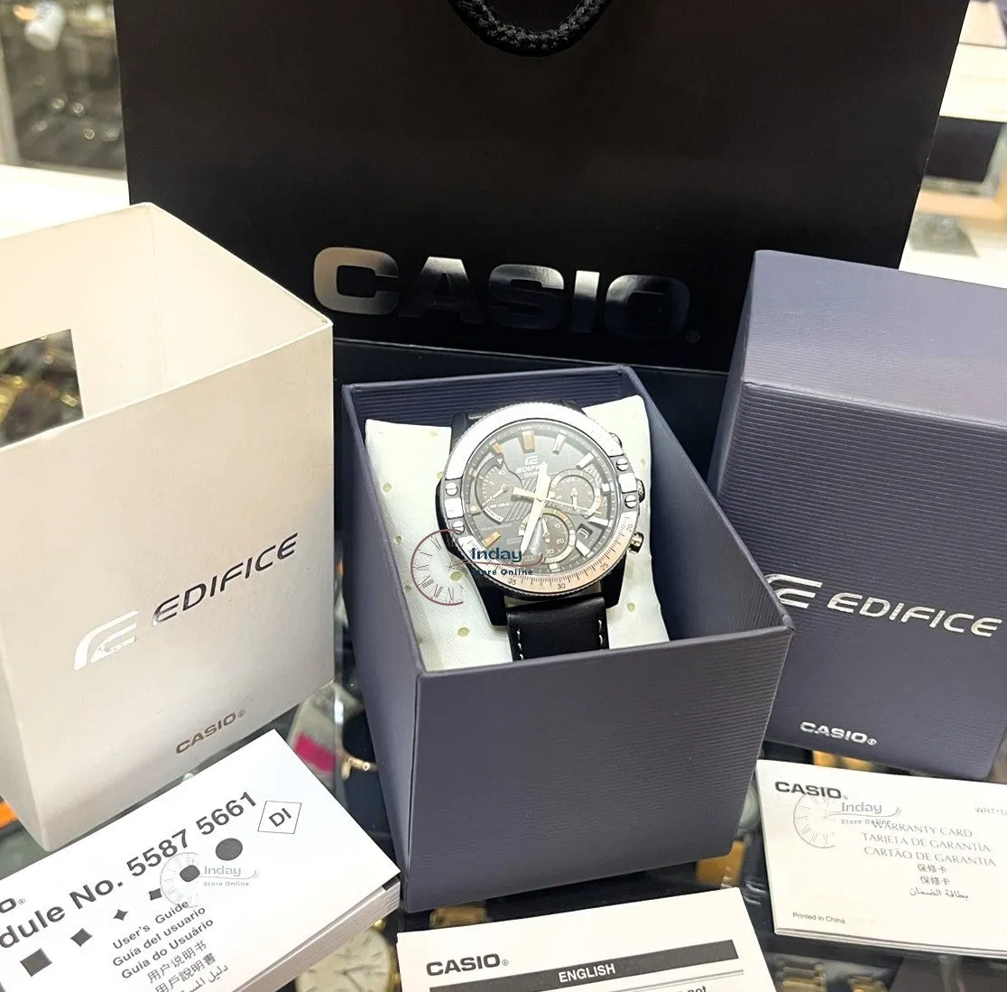 Casio Edifice Men's Watch EQS-930TL-1A Solar Powered Chronograph Genuine Leather Band Mineral Glass