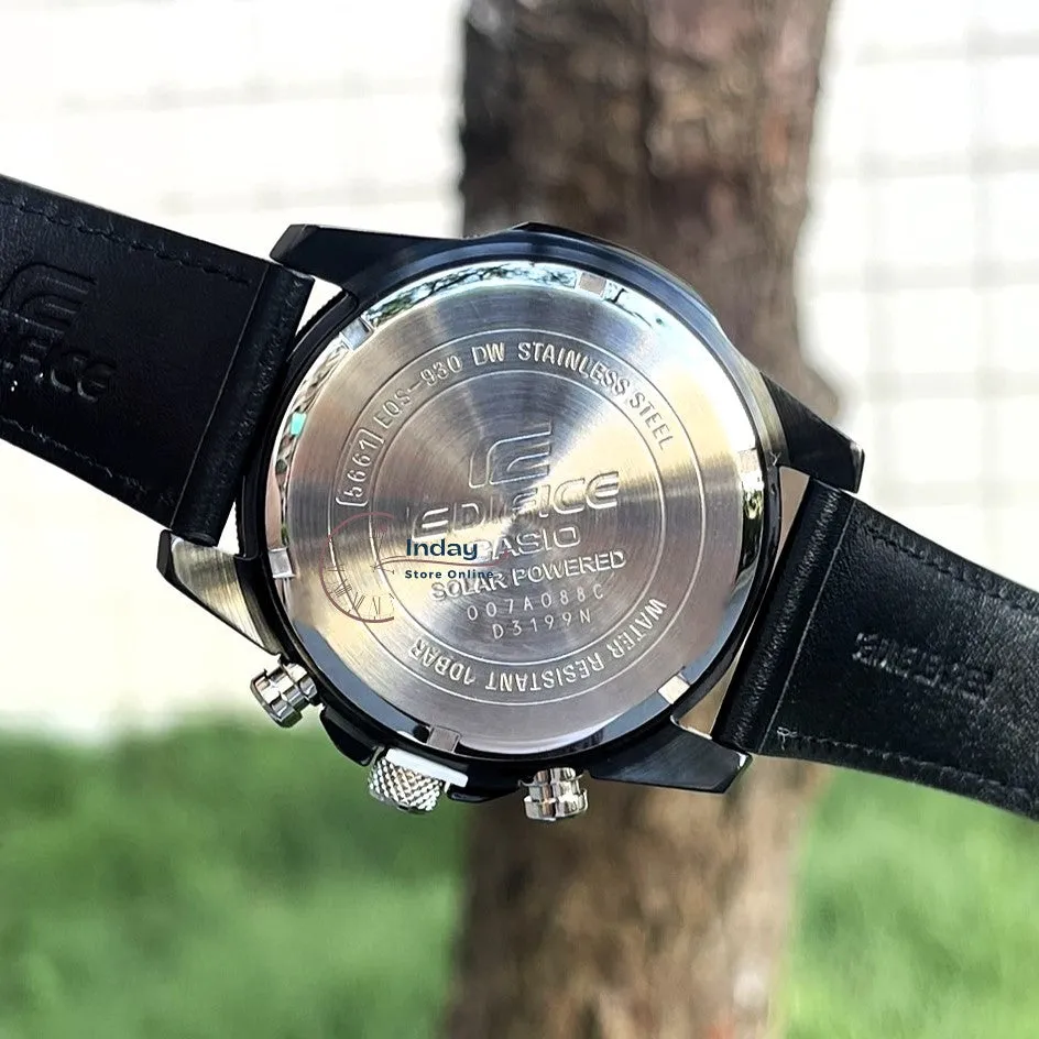 Casio Edifice Men's Watch EQS-930TL-1A Solar Powered Chronograph Genuine Leather Band Mineral Glass