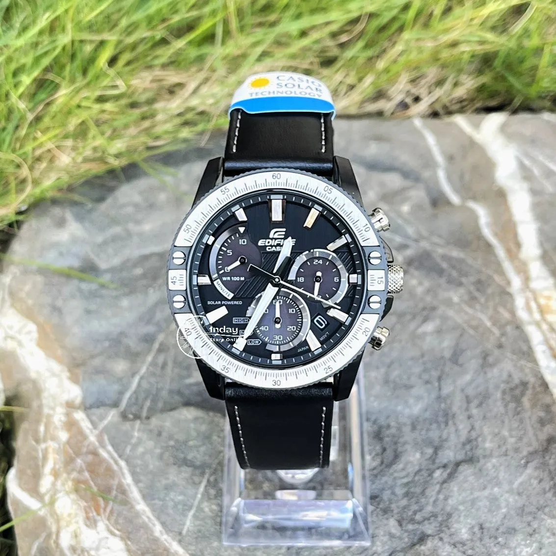 Casio Edifice Men's Watch EQS-930TL-1A Solar Powered Chronograph Genuine Leather Band Mineral Glass