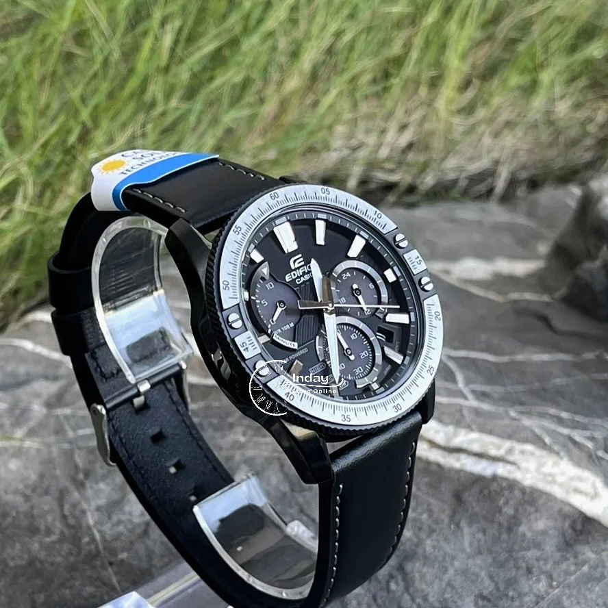 Casio Edifice Men's Watch EQS-930TL-1A Solar Powered Chronograph Genuine Leather Band Mineral Glass