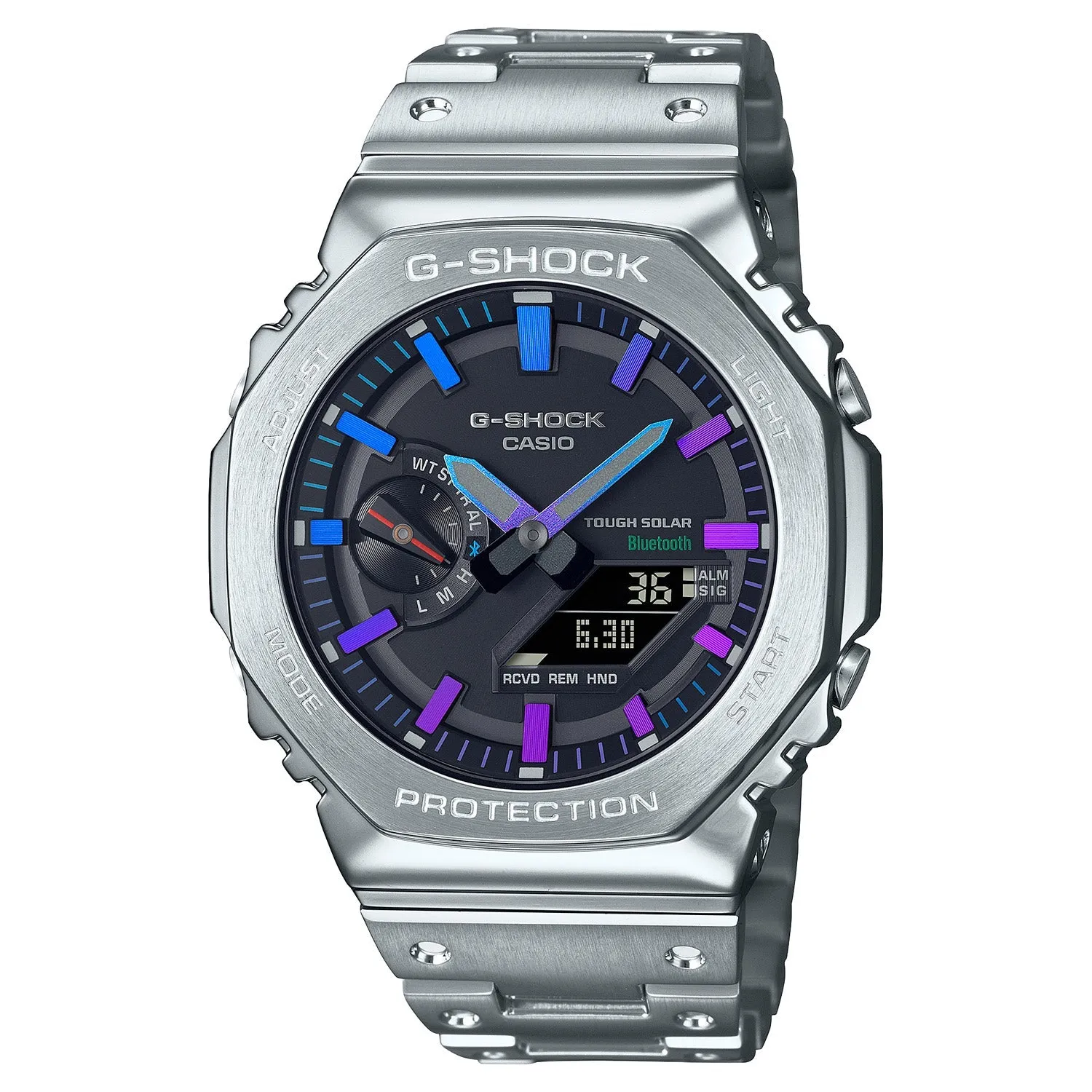 Casio G-Shock 2100 Full Metal Silver Blue Purple GMB2100PC-1A
