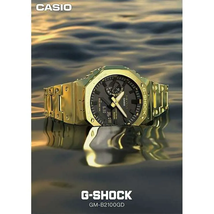 CASIO G-SHOCK BLUETOOTH FULL METAL SOLAR GOLD & BLACK MEN WATCH GM-B2100GD-9AJF