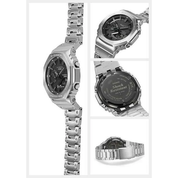 CASIO G-SHOCK BLUETOOTH FULL METAL SOLAR SILVER & BLACK MEN WATCH GM-B2100D-1AJF