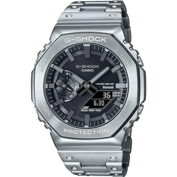 CASIO G-SHOCK BLUETOOTH FULL METAL SOLAR SILVER & BLACK MEN WATCH GM-B2100D-1AJF