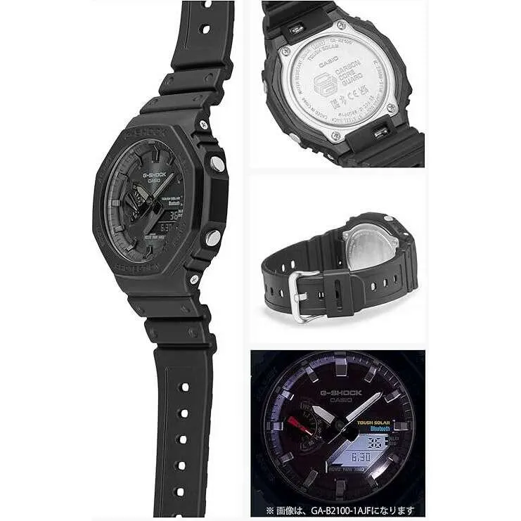 CASIO G-SHOCK BLUETOOTH SOLAR ANALOG DIGITAL DIAL ALL BLACK MEN WATCH GA-B2100-1A1JF