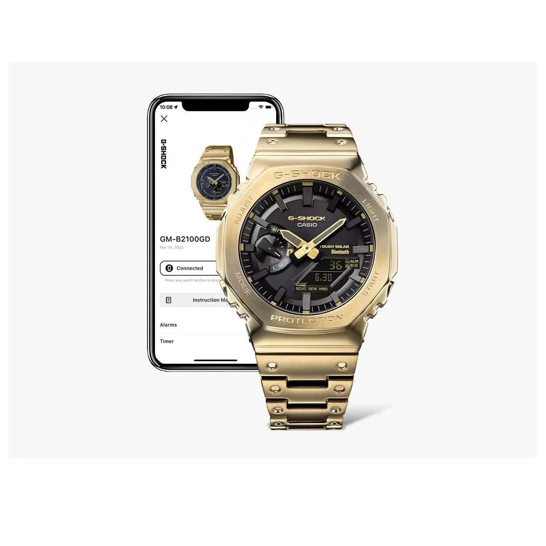 Casio G-Shock Full Metal Gold Steel Solar Bluetooth 2100 CasiOak GMB2100GD-9A