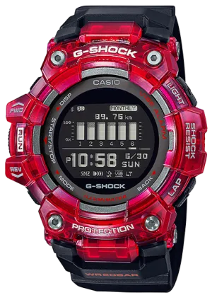 Casio G-Shock G-Squad Smartphone Link Bluetooth Red Skeleton GBD-100SM-4A1