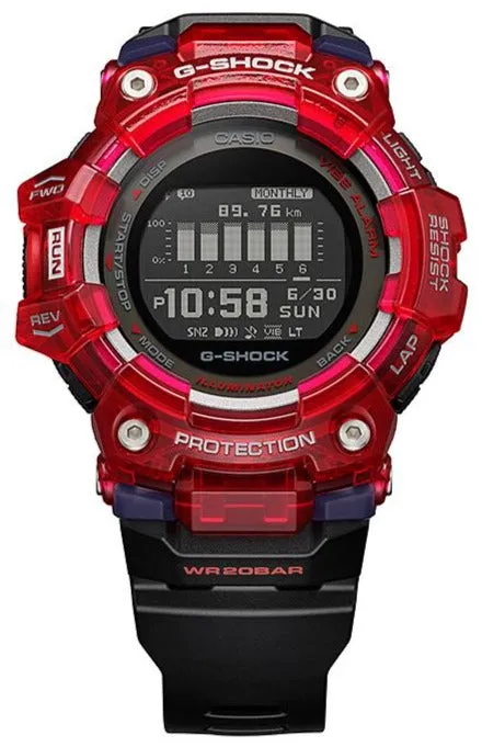 Casio G-Shock G-Squad Smartphone Link Bluetooth Red Skeleton GBD-100SM-4A1