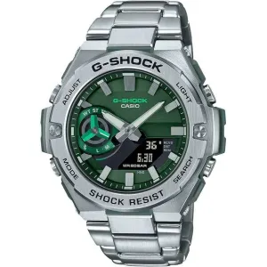 CASIO G-SHOCK G-STEEL BLUETOOTH SILVER & GREEN MEN WATCH GST-B500AD-3AJF