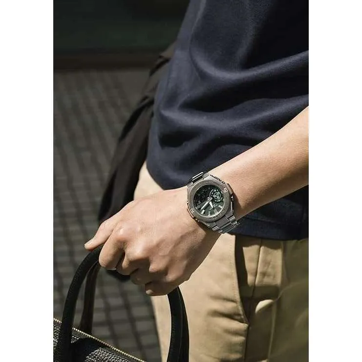 CASIO G-SHOCK G-STEEL BLUETOOTH SILVER & GREEN MEN WATCH GST-B500AD-3AJF