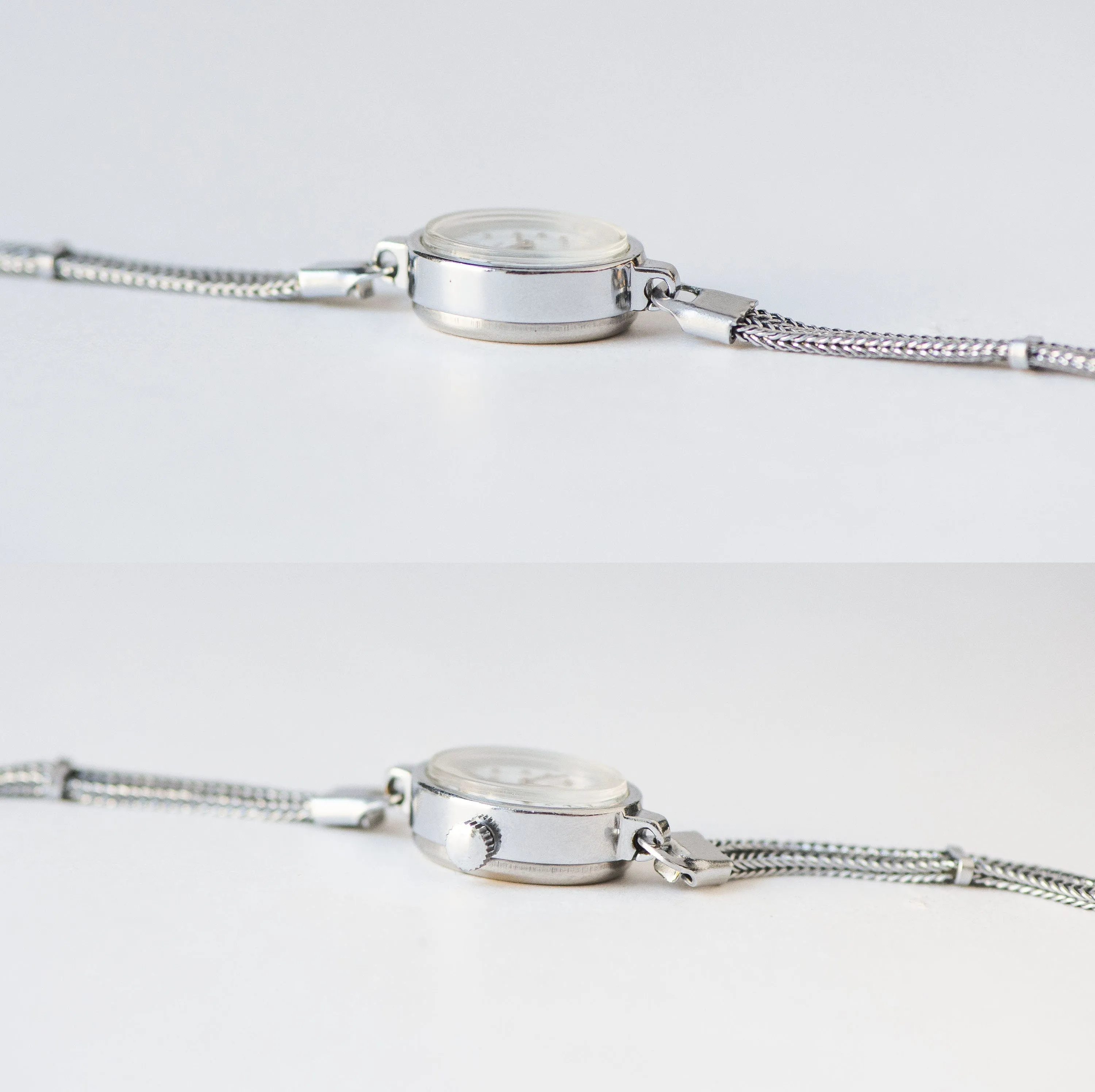 Chic Women's Watch Bracelet Seagull Unused, lady cocktail watch vintage gift silver shade, oval evening women watch chain bracelet delicate